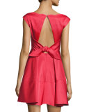 Cordelia Scalloped Faille Cocktail Dress, Coral