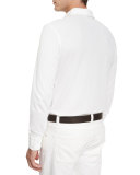 Andre Long-Sleeve Polo Shirt, White