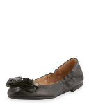 Blossom Leather Ballerina Flat, Black