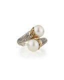 Pearl-Tip Silver/Gold Bypass Ring