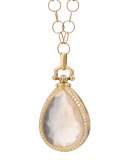 Snow Quartz & Diamond Teardrop Locket Necklace