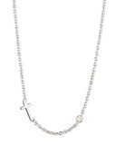 14K White Gold Integrated Cross Necklace with Diamond