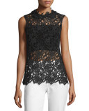 Sleeveless Lace Blouse, Black