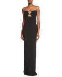 Keira Strapless O-Ring Gown, Black