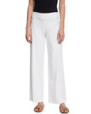 Modern Wide-Leg Stretch-Crepe Pants, White, Plus Size 
