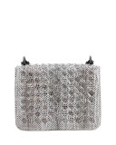 Small Flap Studded Snakeskin Crossbody Bag