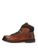 Leather Hiking Boot with Wool Trim, Cognac