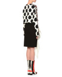 Ruffle-Trim Pencil Skirt, Black/White