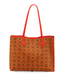 Kira Medium Visetos Shopper Shoulder Tote Bag, Cognac