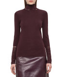 Slash-Detail Turtleneck Sweater, Aubergine
