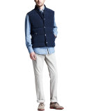 Microfiber Snap Vest, Navy