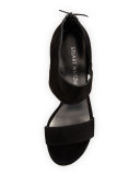 Getonup Suede Chunky-Heel Sandal, Black