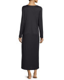 Eleonora Long-Sleeve Long Gown, Black