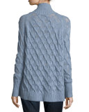 Marlowe Mock-Neck Cable-Knit Sweater, Blue Mist