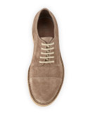 Cap-Toe Suede Lace-Up Shoe, Mushroom