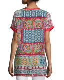 Yokito Embroidered Combo Tunic, Red/Multi