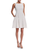Sleeveless Textured A-Line Dress, Ivory