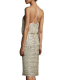 Samala Silk Embroidered Blouson Dress, Canvas White/Gold