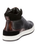 Playtime Leather High-Top Sneaker, Black