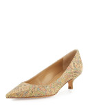 Poco Tweed Kitten-Heel Pump, Tan