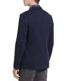 Heathered Knit Two-Button Blazer, Navy