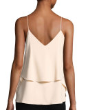Hanging Flare Silk Crepe Top, Blush