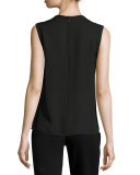 Lace-Front Crewneck Tank, Black