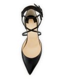 Suzanna Leather Crisscross Red Sole Flat, Black