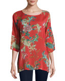 Malakye Dolman-Sleeve Floral-Print Top, Red 