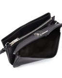 Tri-Pocket V-Flap Crossbody Bag, Black