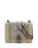 Small Flap Studded Snakeskin Crossbody Bag