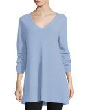 Crisp Cotton Links Long-Sleeve V-Neck Tunic 