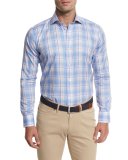 Peninsula Plaid Sport Shirt, Light Blue