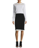 Aimee Layered Pencil Skirt, Black
