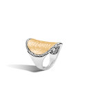 Classic Chain Gold & Silver Oval Ring, Size 7
