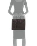 Sac de Jour Small Grained Leather/Python Satchel Bag, Dark Gray