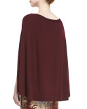 Wool Boat-Neck Cape Sweater, Burgundy