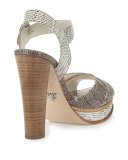 Crisscross Snakeskin 120mm Sandal, Roccia