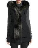 Fur-Trimmed Hooded Vest, Black