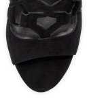 Roxie Caged Suede/Leather Sandal, Black