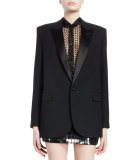 Peak-Lapel One-Button Tuxedo Coat, Black