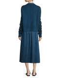 Rienda Extended-Sleeve Distressed Sweater, Dark Sapphire