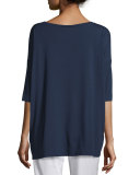 3/4-Sleeve Boxy Lightweight Jersey Tunic, Petite