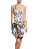 Jungle-Print Voile Pareo Coverup