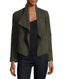 Olivine Suede Open-Front Jacket, Smokey Ash