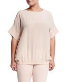 Baciato Crepe Short-Sleeve Shirt, Plus Size