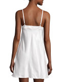 Perla Short Chemise, White/Fawn Piping