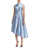 Sleeveless Asymmetric Cocktail Dress, Sky