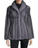 Shawl-Collar Mink Jacket, Light Gray