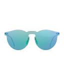Leonard Rimless Mirrored Sunglasses, Teal